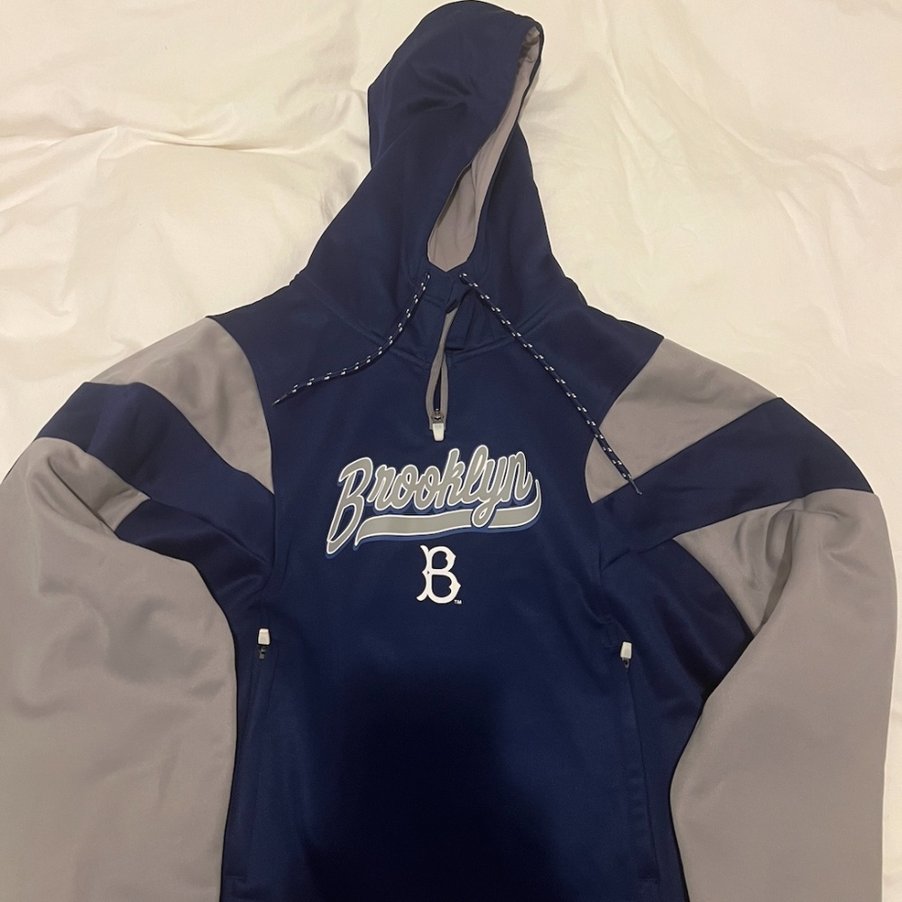 Brooklyn Dodgers Women's 1/4 Zip Hooded Sweatshirt 2 Tone RARE